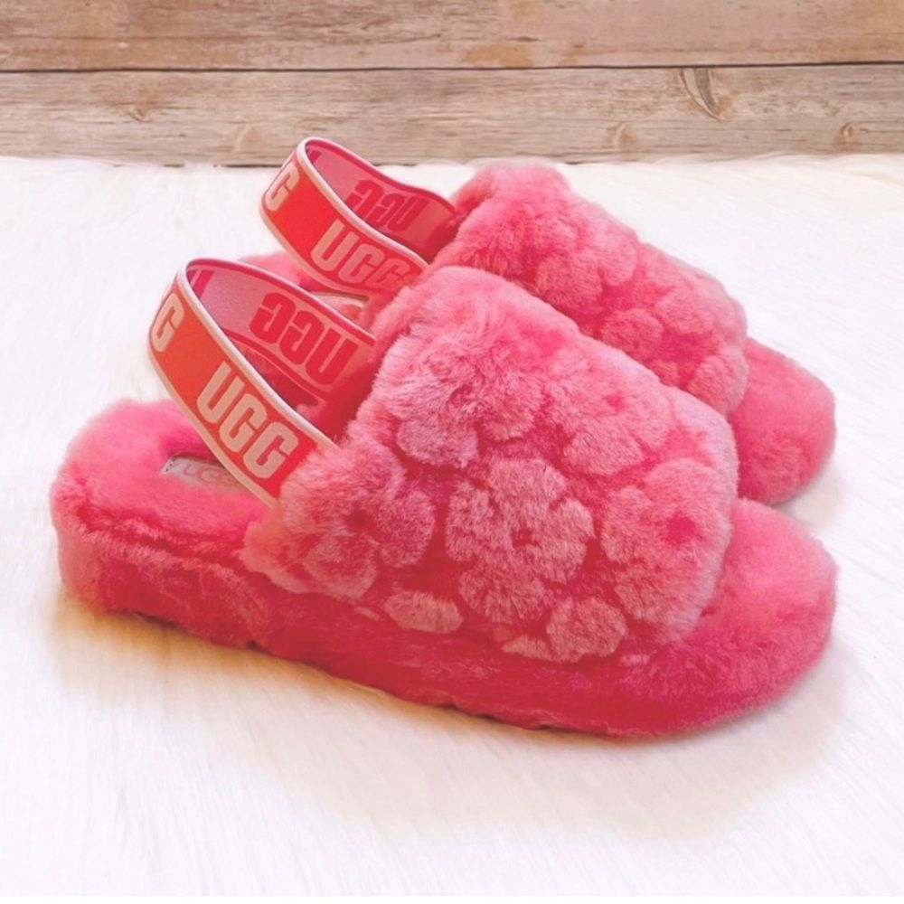 UGG Fluff Yeah Slide Slipper Poppy Sandal - Picture 1 of 6